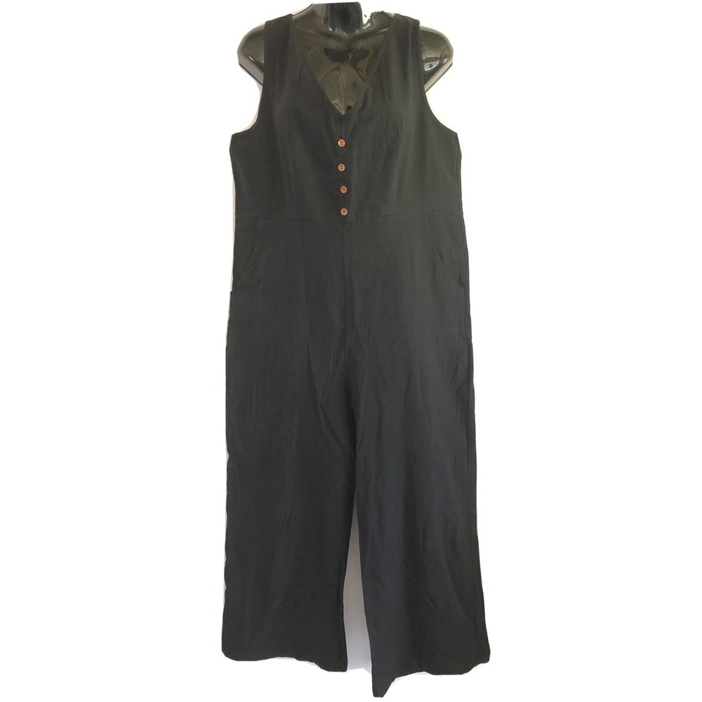 NWT Ecowish Romper XLarge Women's Black Crop Jumpsuit